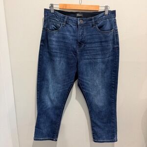 Bold Elements Blue Cut to Curve Crop Jeans Elastic Waistband | 16